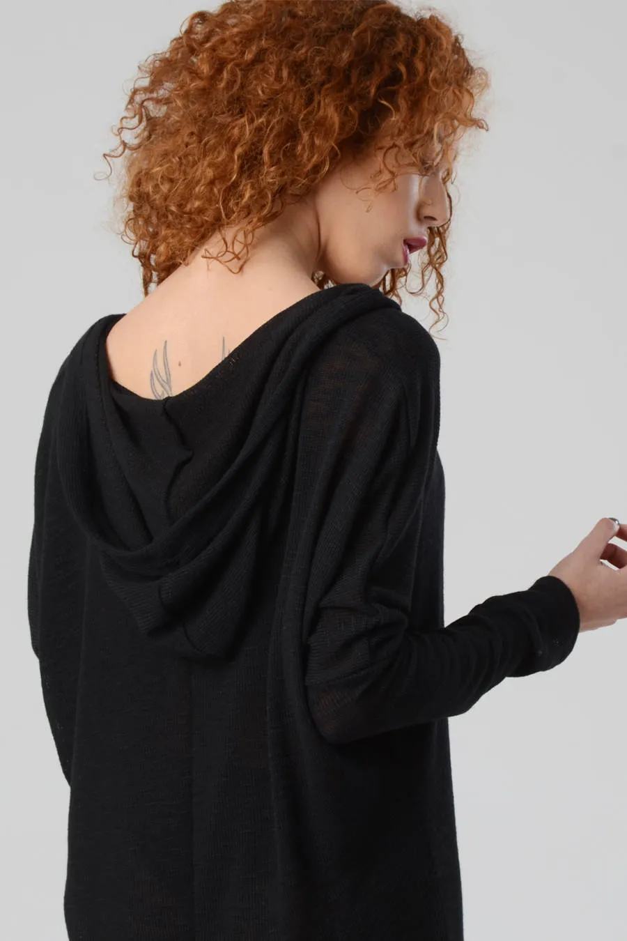 Loose Long Sleeve Black Hoodie Dress