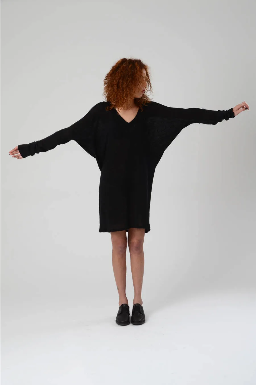 Loose Long Sleeve Black Hoodie Dress