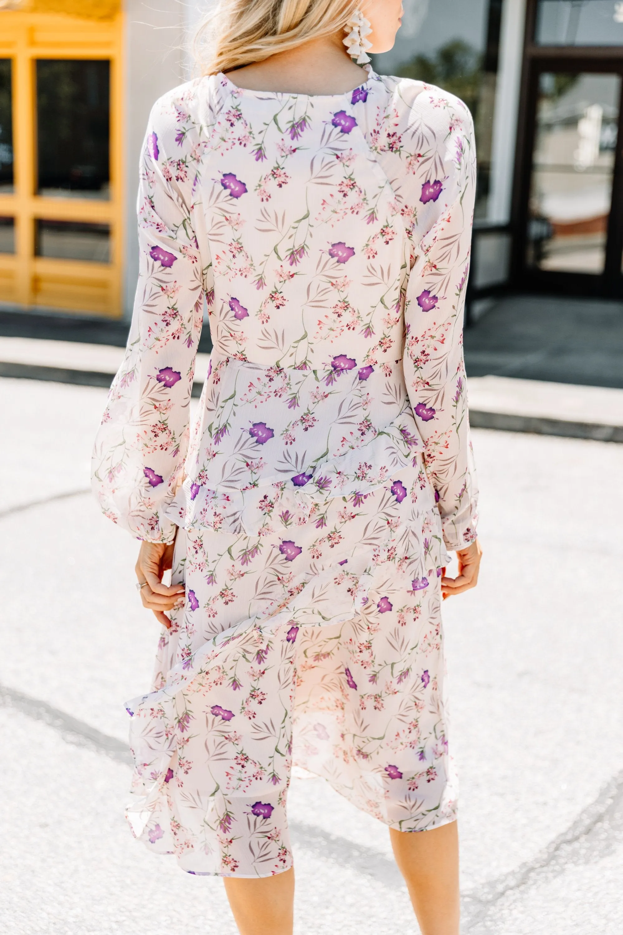 Luck Be A Lady Blush Pink Floral Midi Dress