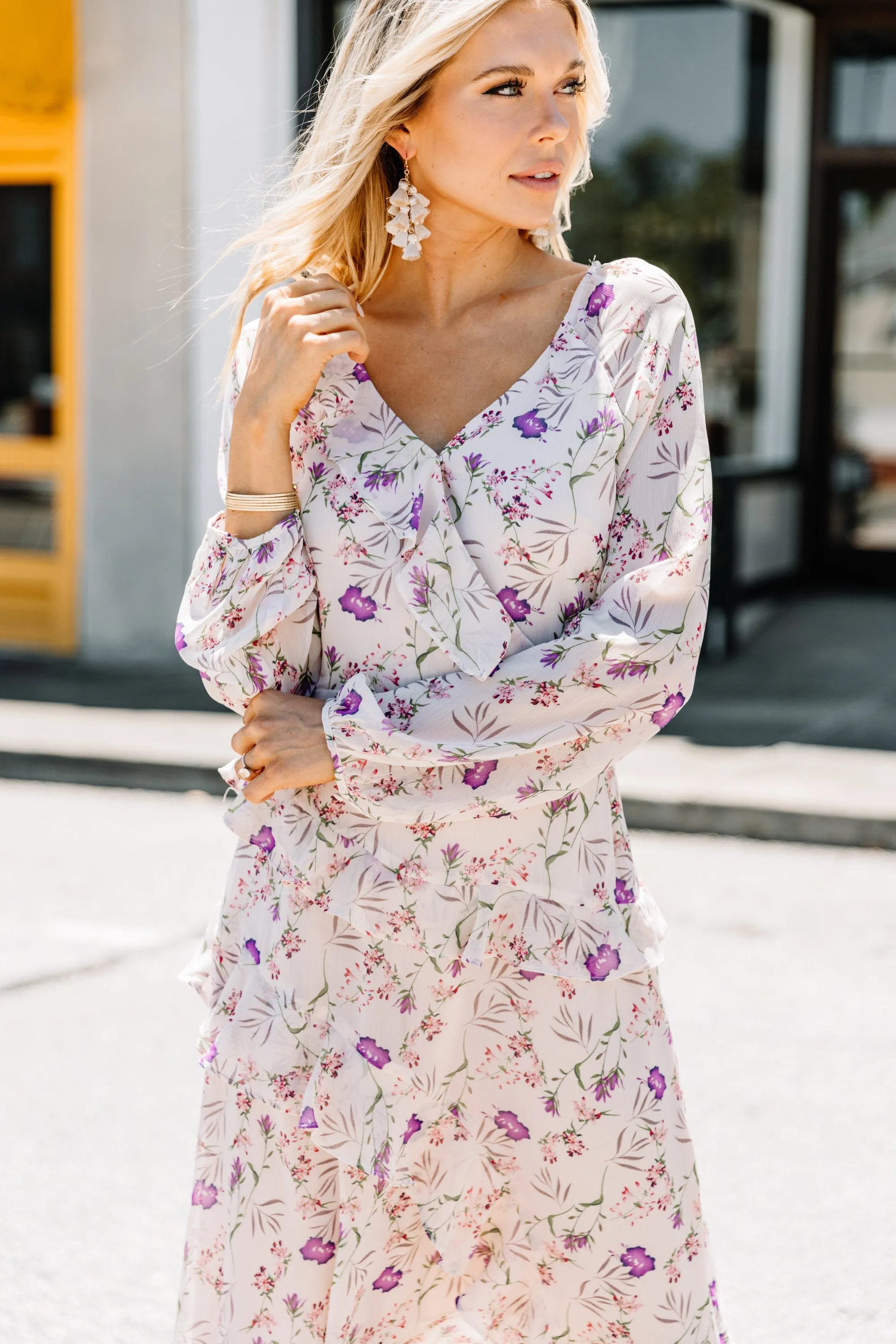 Luck Be A Lady Blush Pink Floral Midi Dress