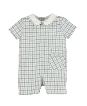 Luli & Me Gingham Check Romper Blue 8639 5108