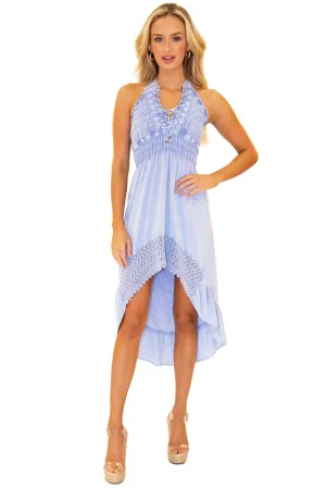 'Marie' High Low Midi Dress Blue