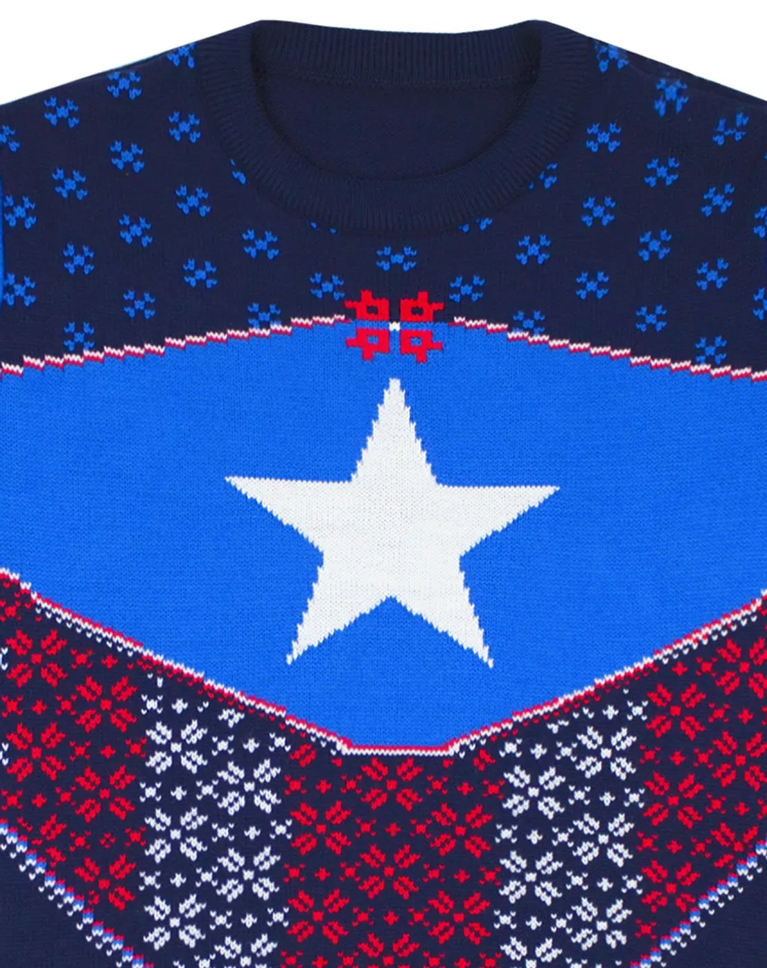 Marvel Captain America Adults Shield Blue/Red Knitted Christmas Jumper