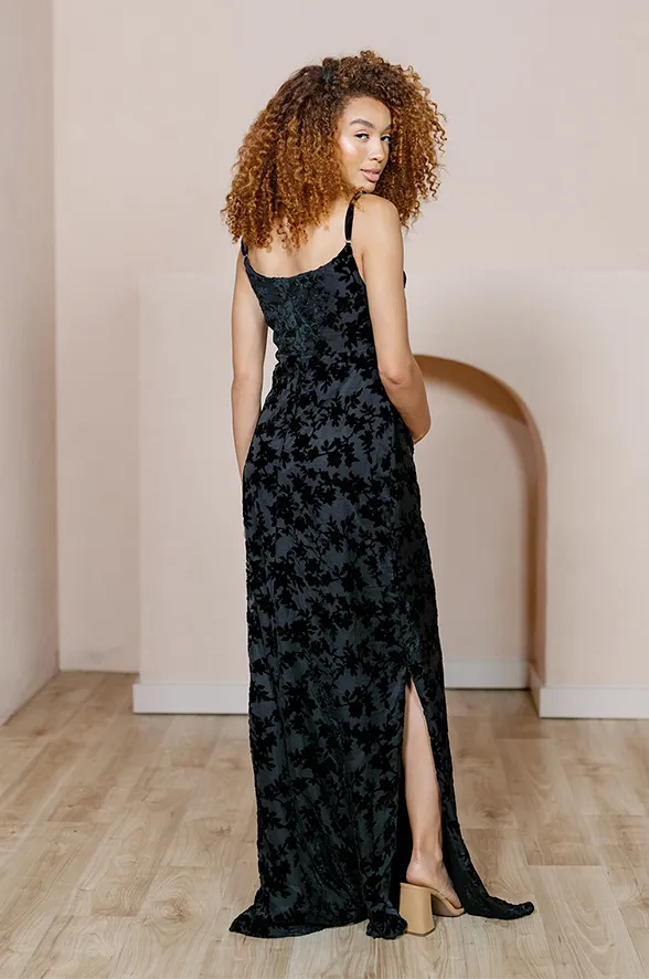 Maternity Skye Floral Burnout Velvet Dress | Made To Order