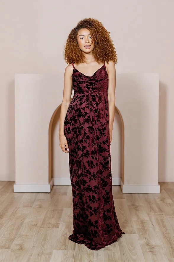 Maternity Skye Floral Burnout Velvet Dress | Made To Order