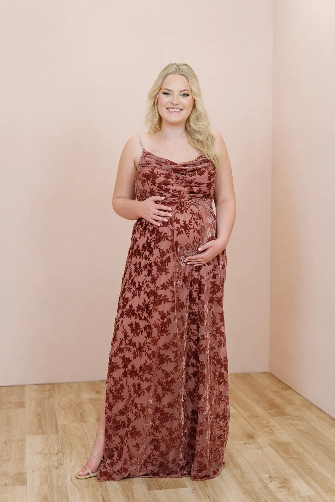 Maternity Skye Floral Burnout Velvet Dress | Made To Order