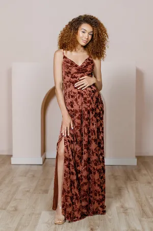 Maternity Skye Floral Burnout Velvet Dress | Made To Order