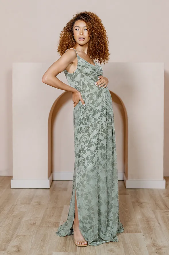 Maternity Skye Floral Burnout Velvet Dress | Made To Order