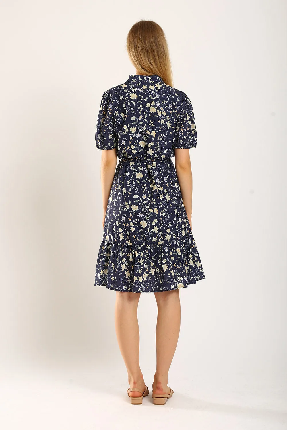 Maxinne Midi Dress in Navy Floral