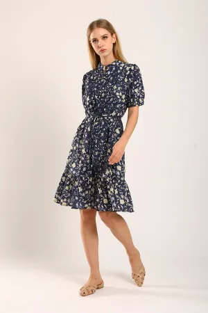Maxinne Midi Dress in Navy Floral