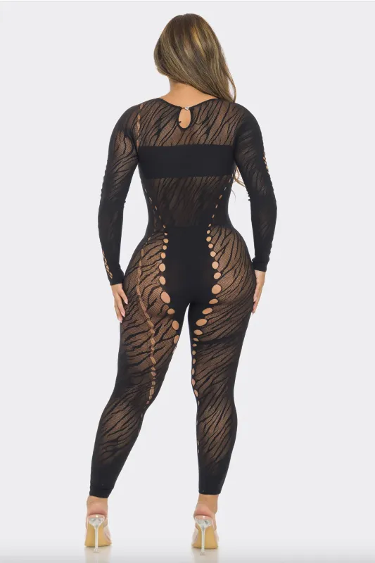 Mesh Keyholes Bodycon Jumpsuit