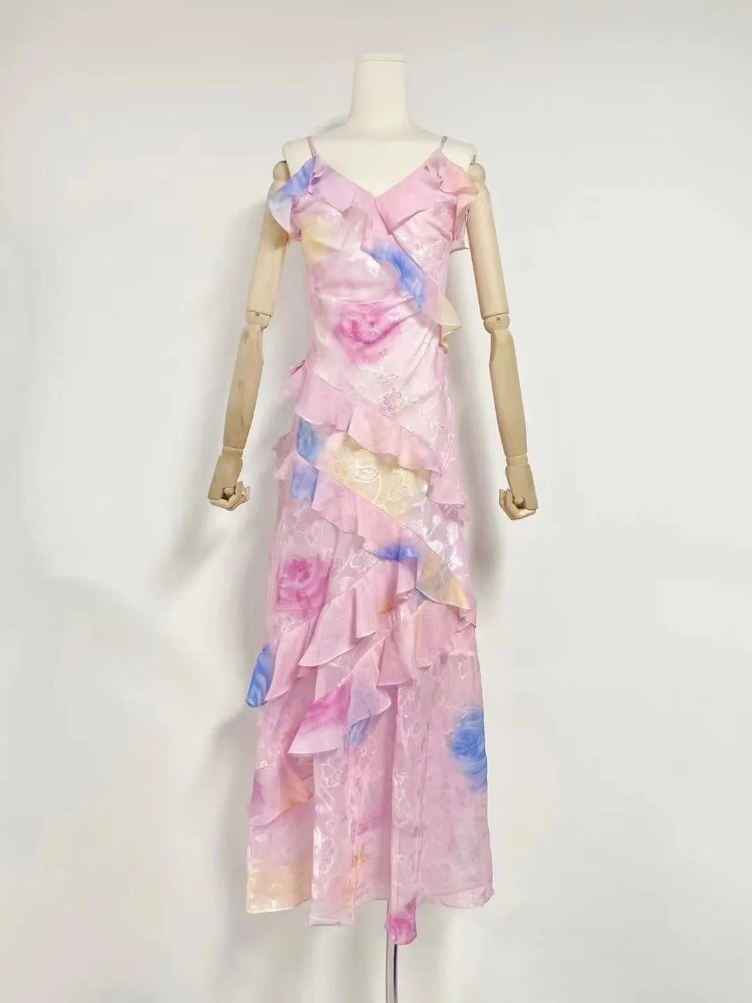 Mia Floral Chiffon Ruffle Maxi Dress