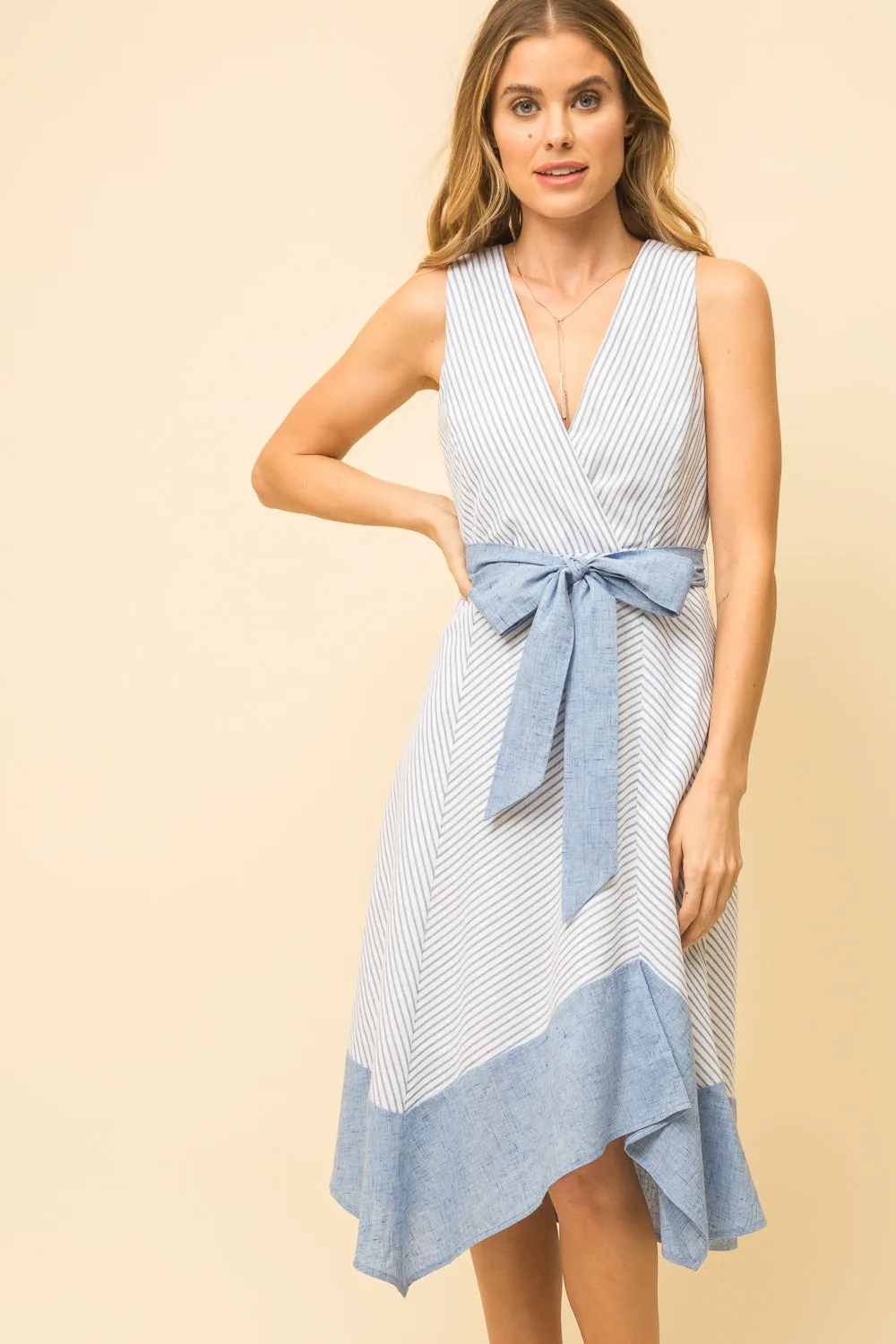 Mystree Striped Sleeveless Dress