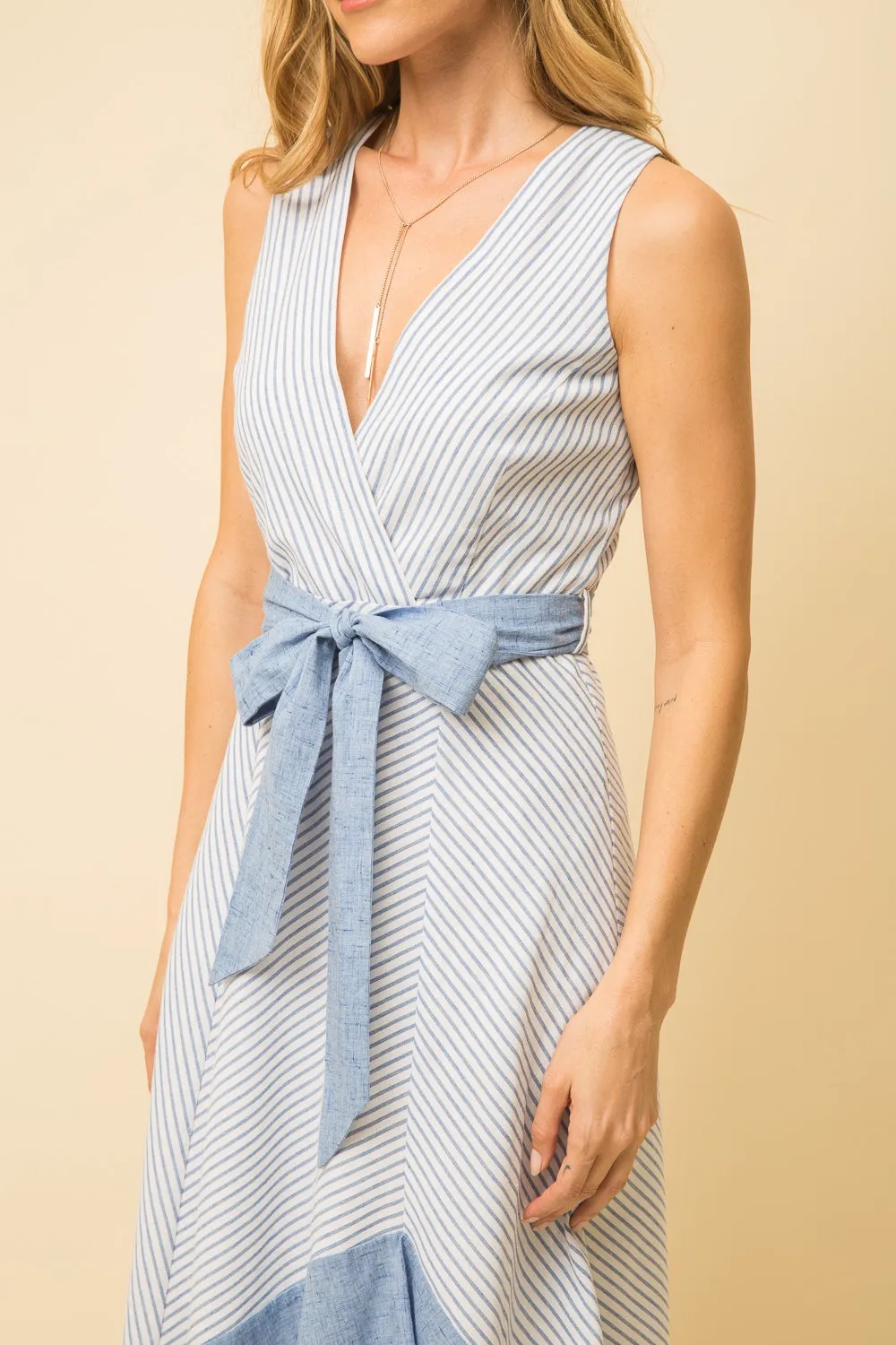 Mystree Striped Sleeveless Dress