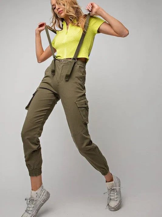 Next Level Trendy Stretch Twill Cargo Joggers Overalls