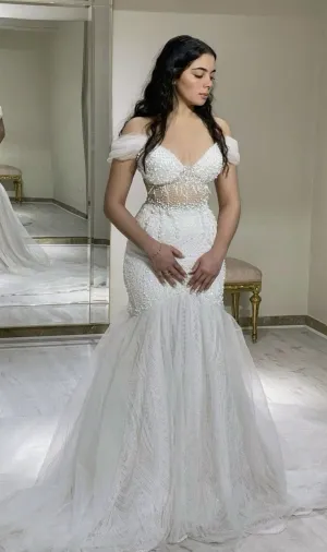 Off Shoulder Mermaid Long Wedding Dress Mermaid Bridal Dresses      fg7268