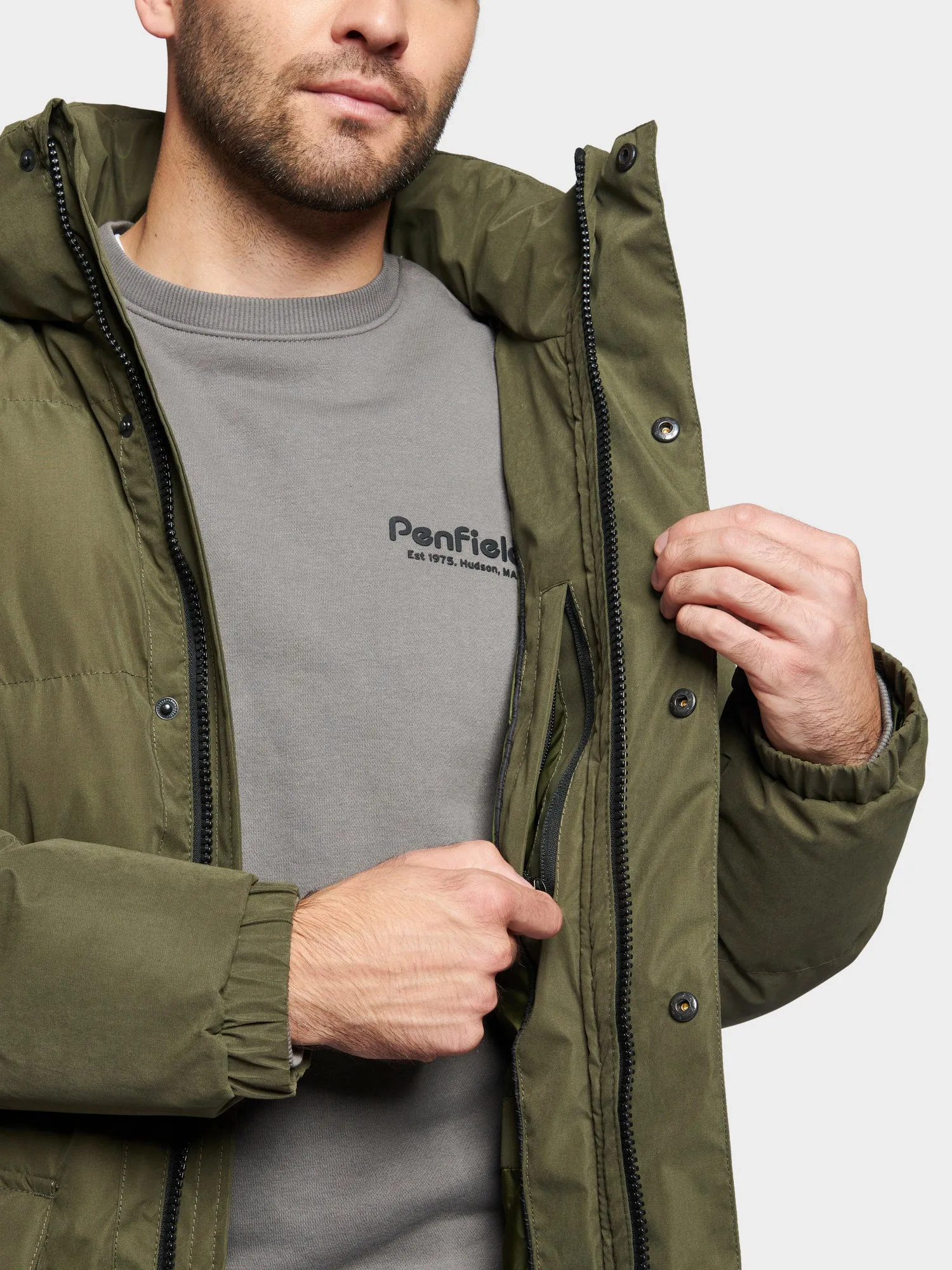 P Bear Puffer Jacket in Forest Night