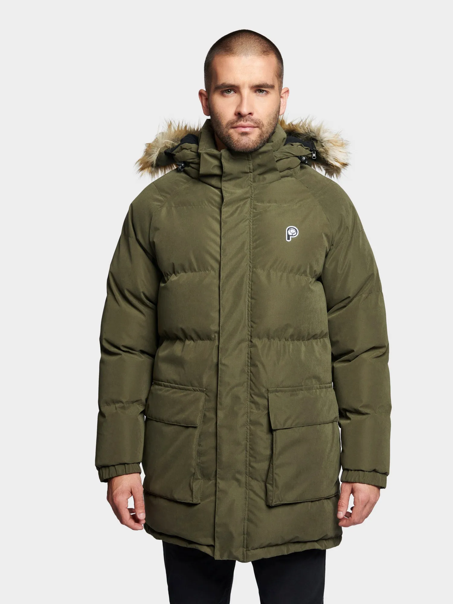 P Bear Puffer Jacket in Forest Night