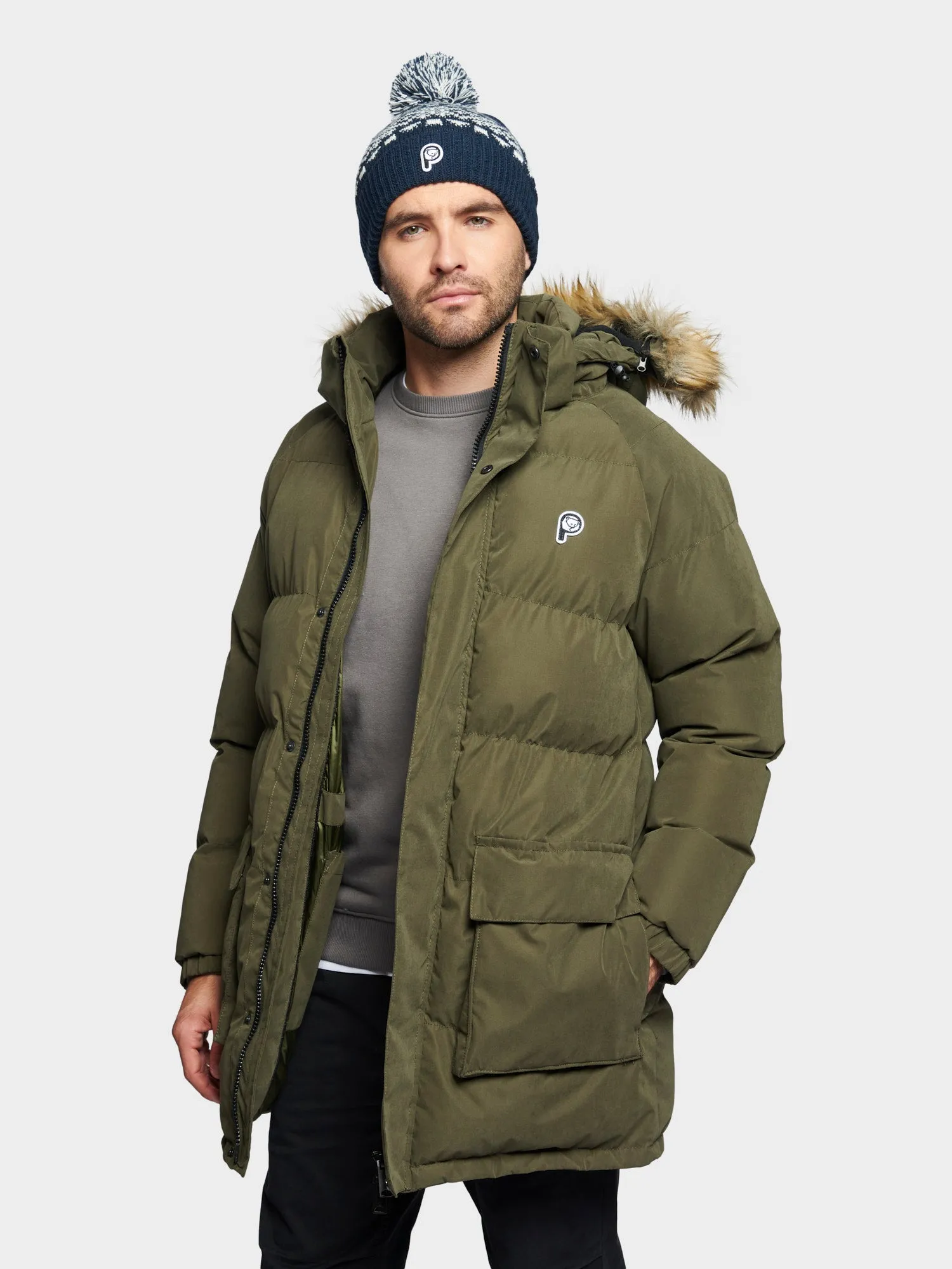 P Bear Puffer Jacket in Forest Night