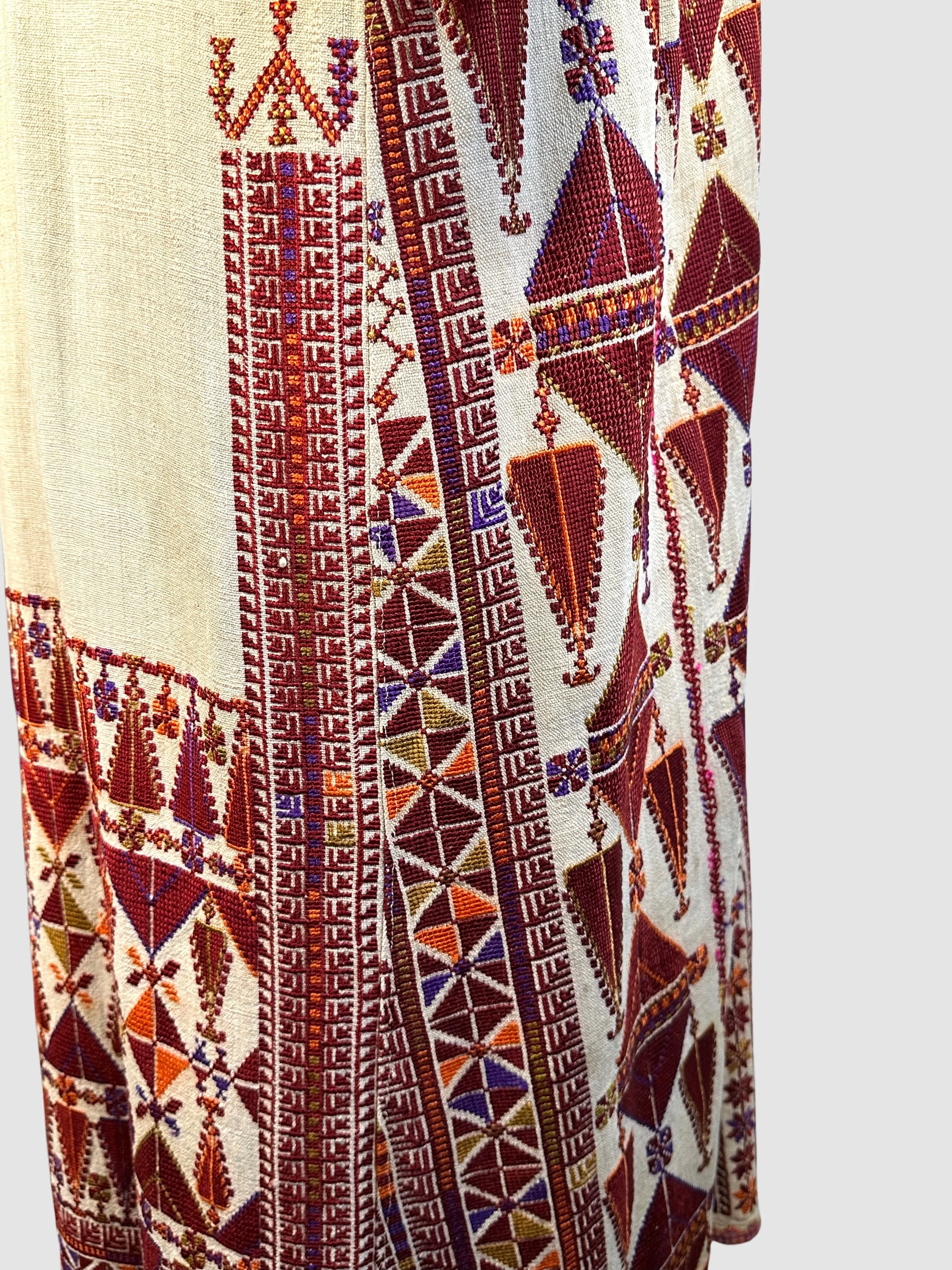 PALESTINIAN 30s 40s Hand Embroidered Dress • Small Medium