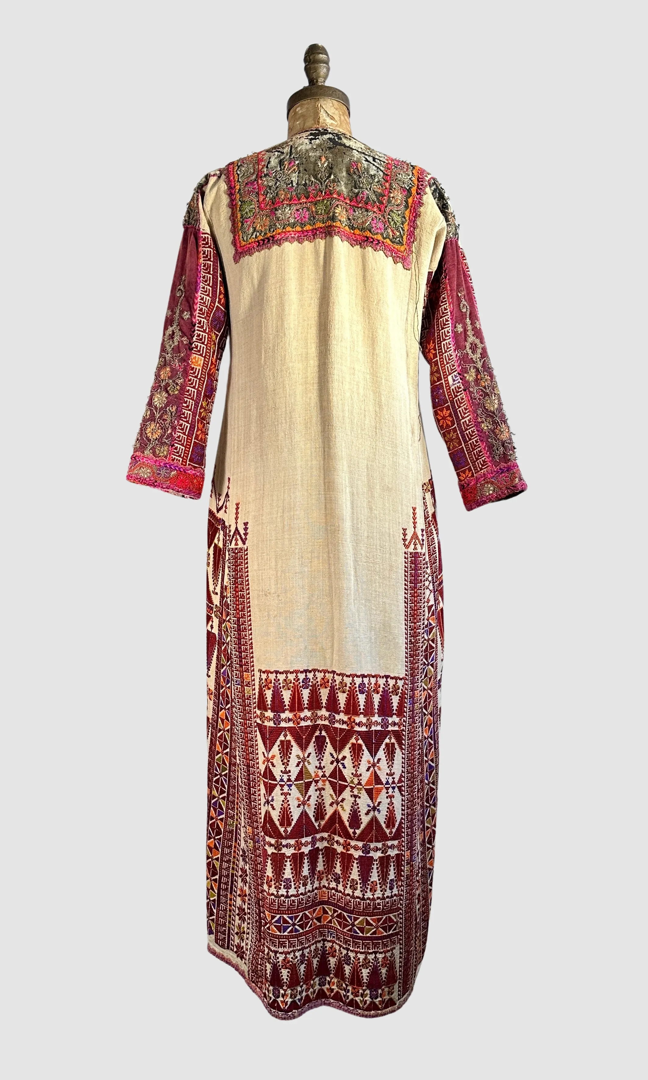 PALESTINIAN 30s 40s Hand Embroidered Dress • Small Medium