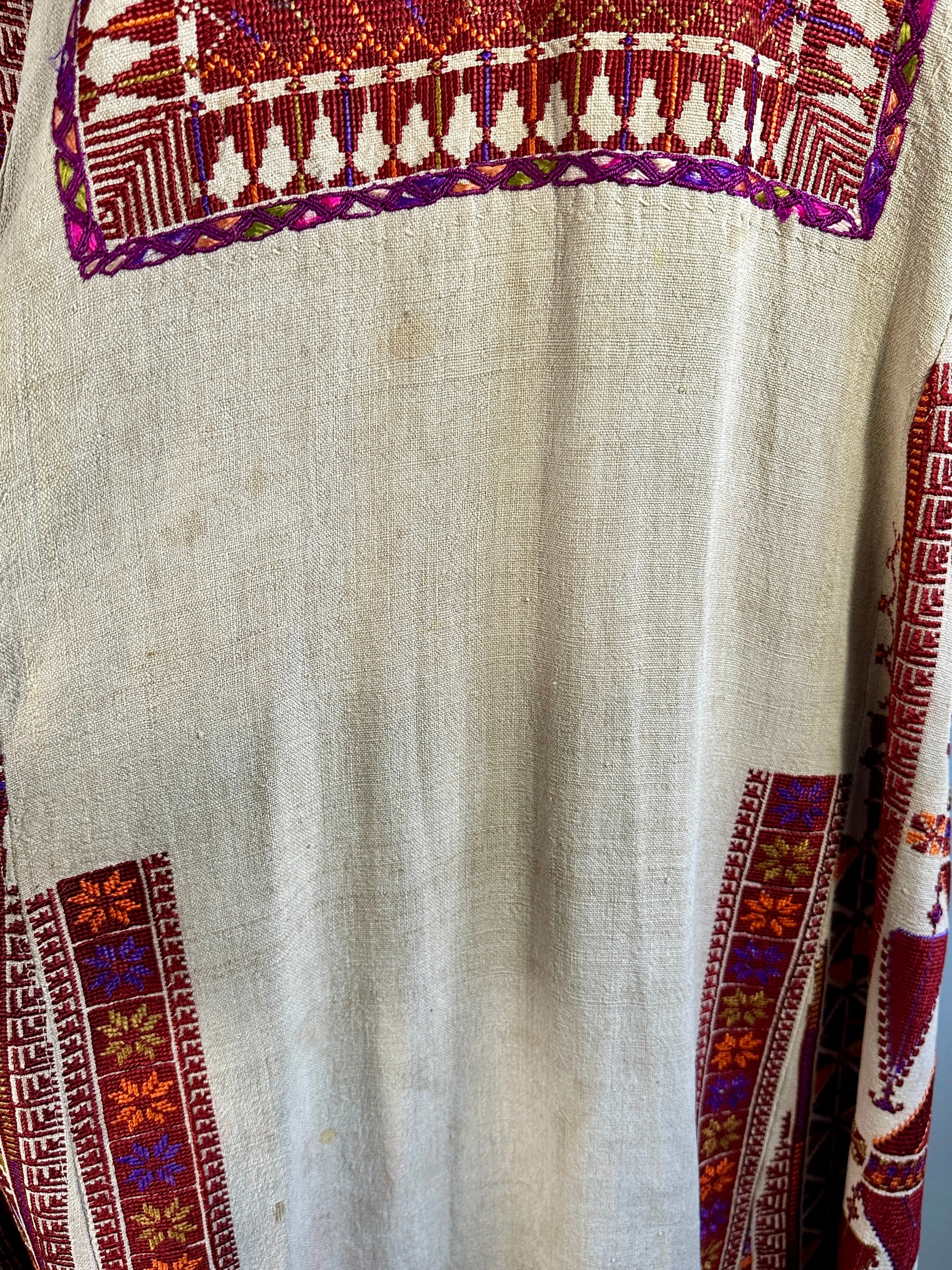 PALESTINIAN 30s 40s Hand Embroidered Dress • Small Medium