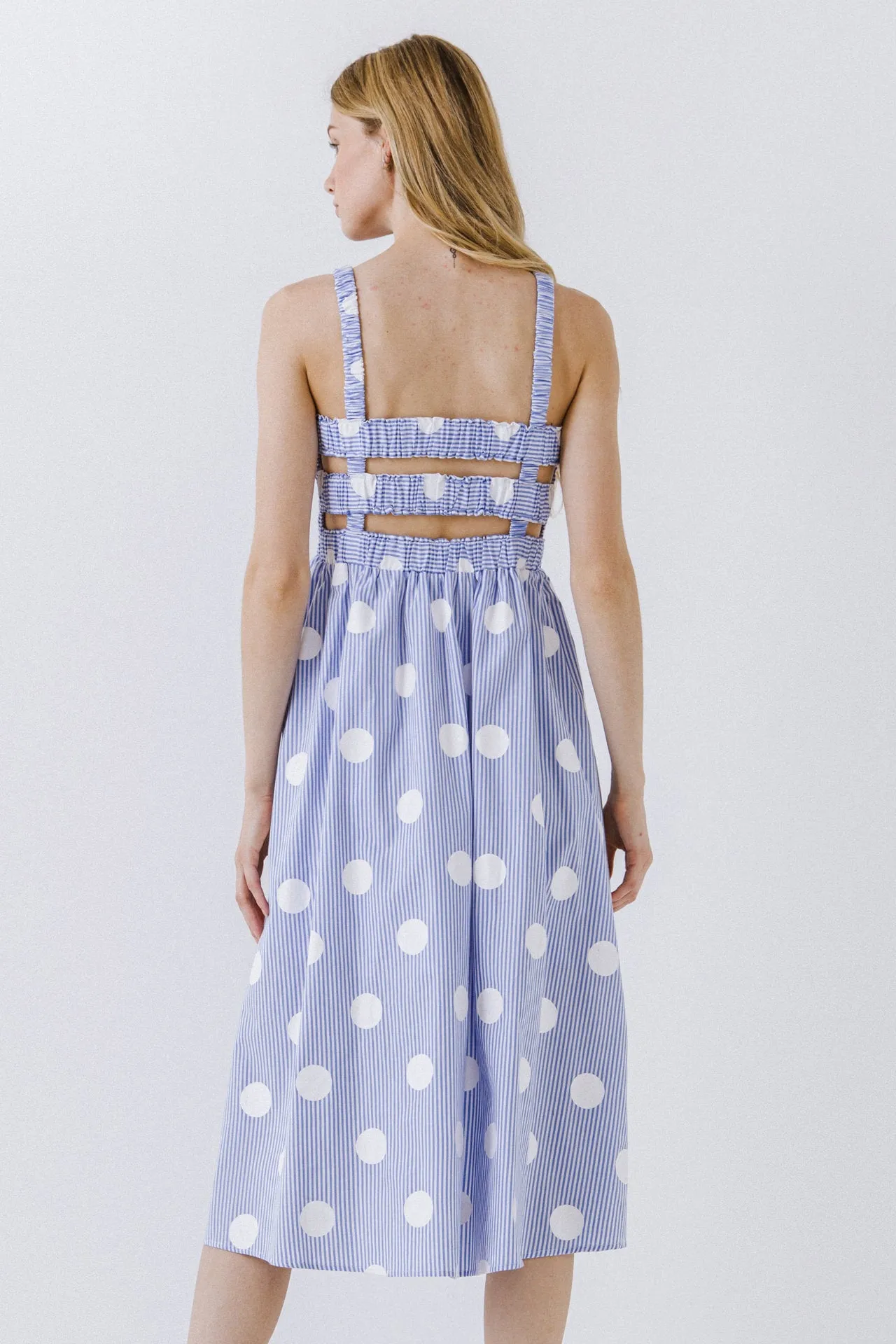 Polka Dot Smocked Flare Dress