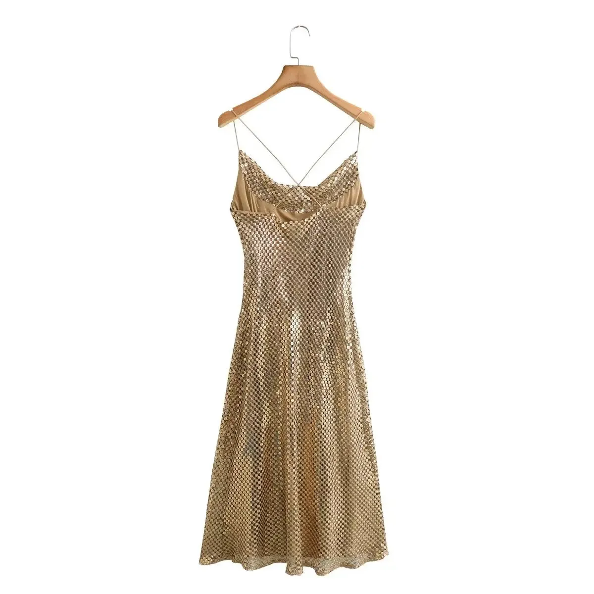 Pre Order:  Gold Sequins Midi Party Dress