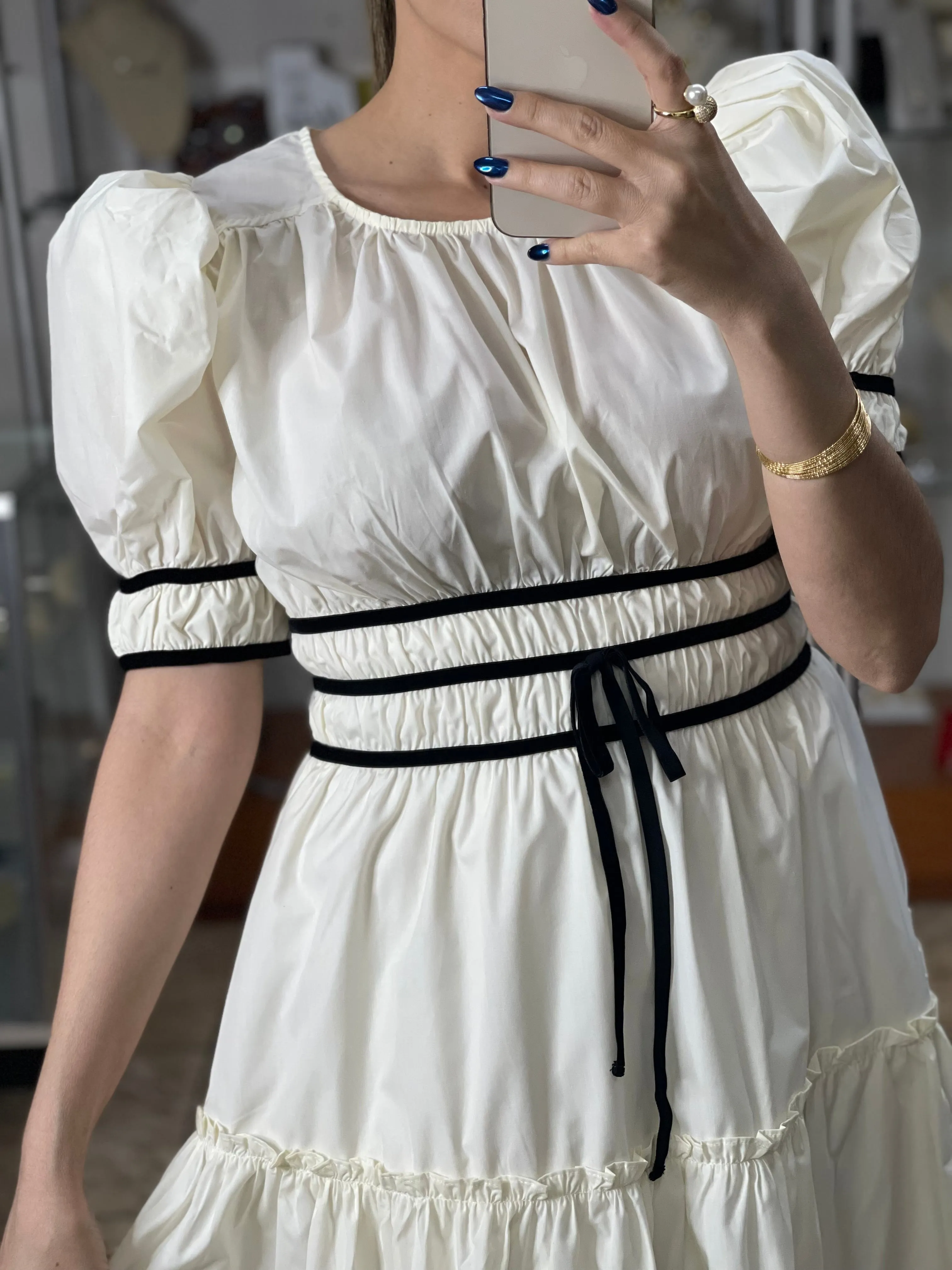 Puffy Sleeves Midi Dress