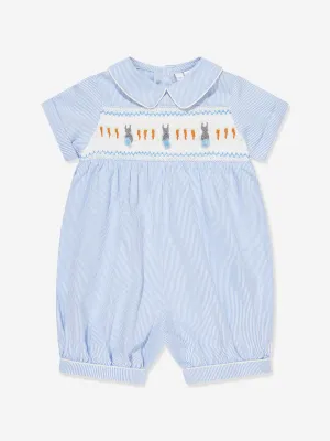 Rachel Riley Baby Boys Bunny Smocked Romper in Blue