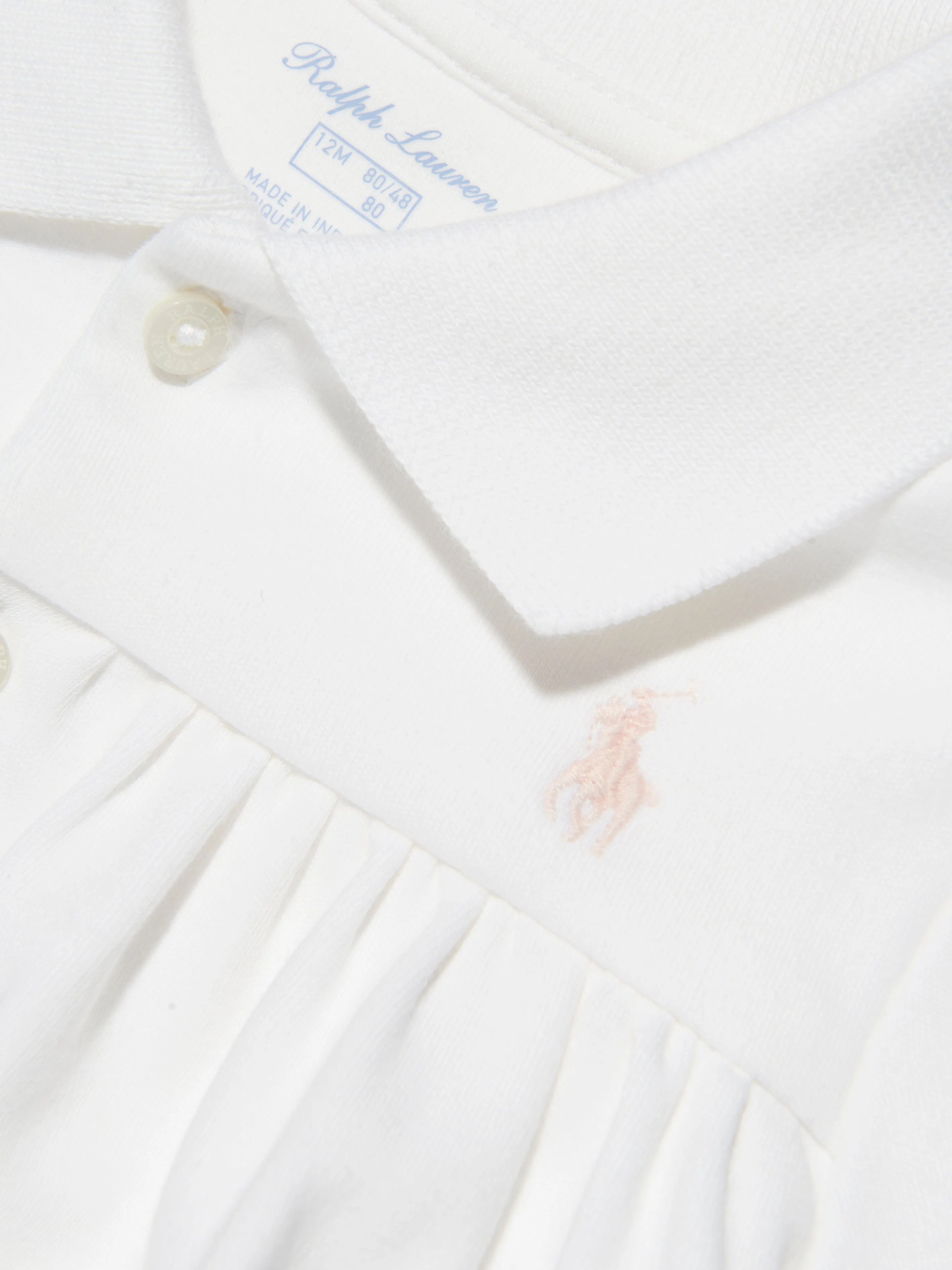 Ralph Lauren Baby Girls Polo Bubble Romper in White