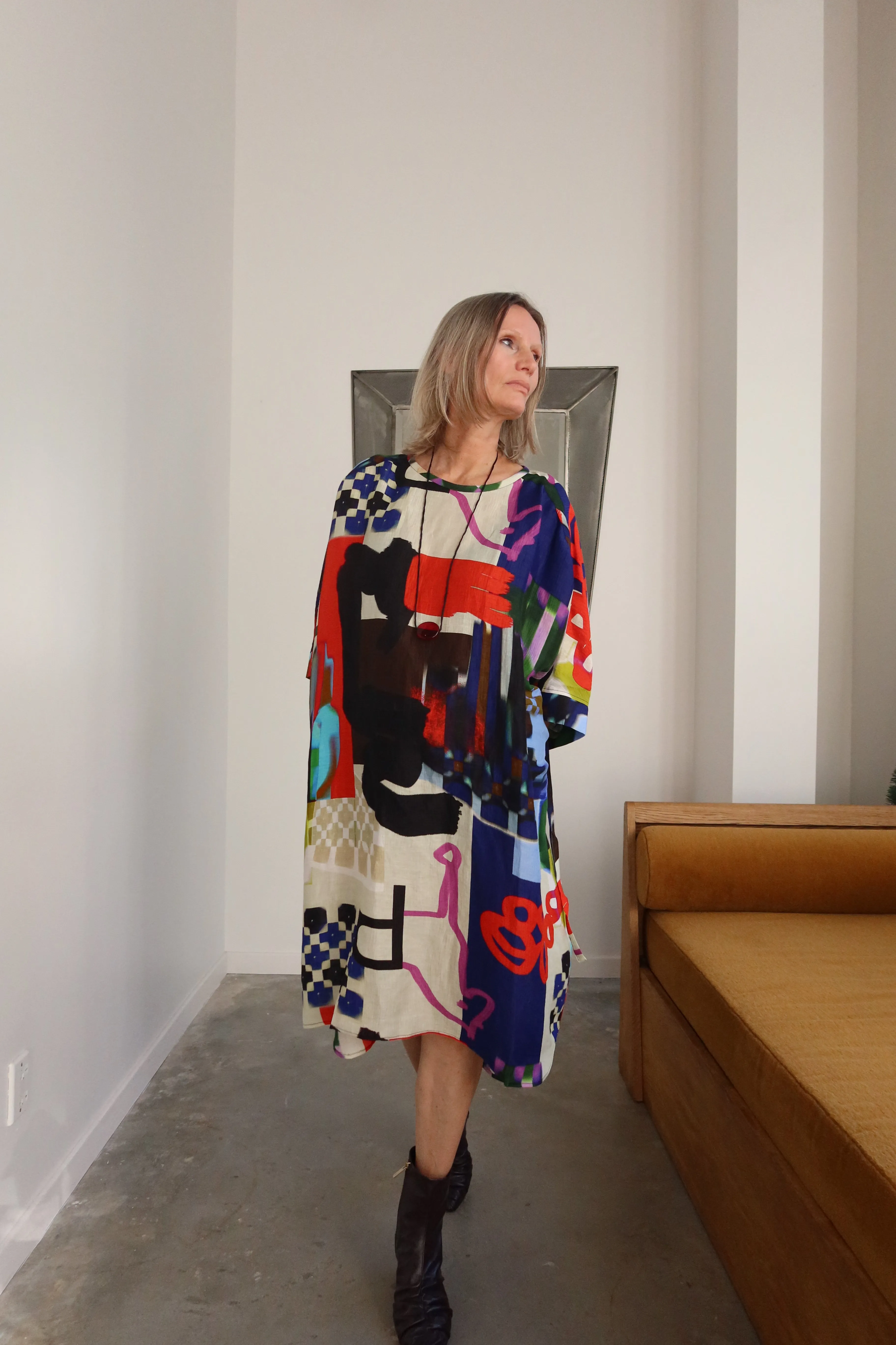 Renew Silk Abstract Print Dress