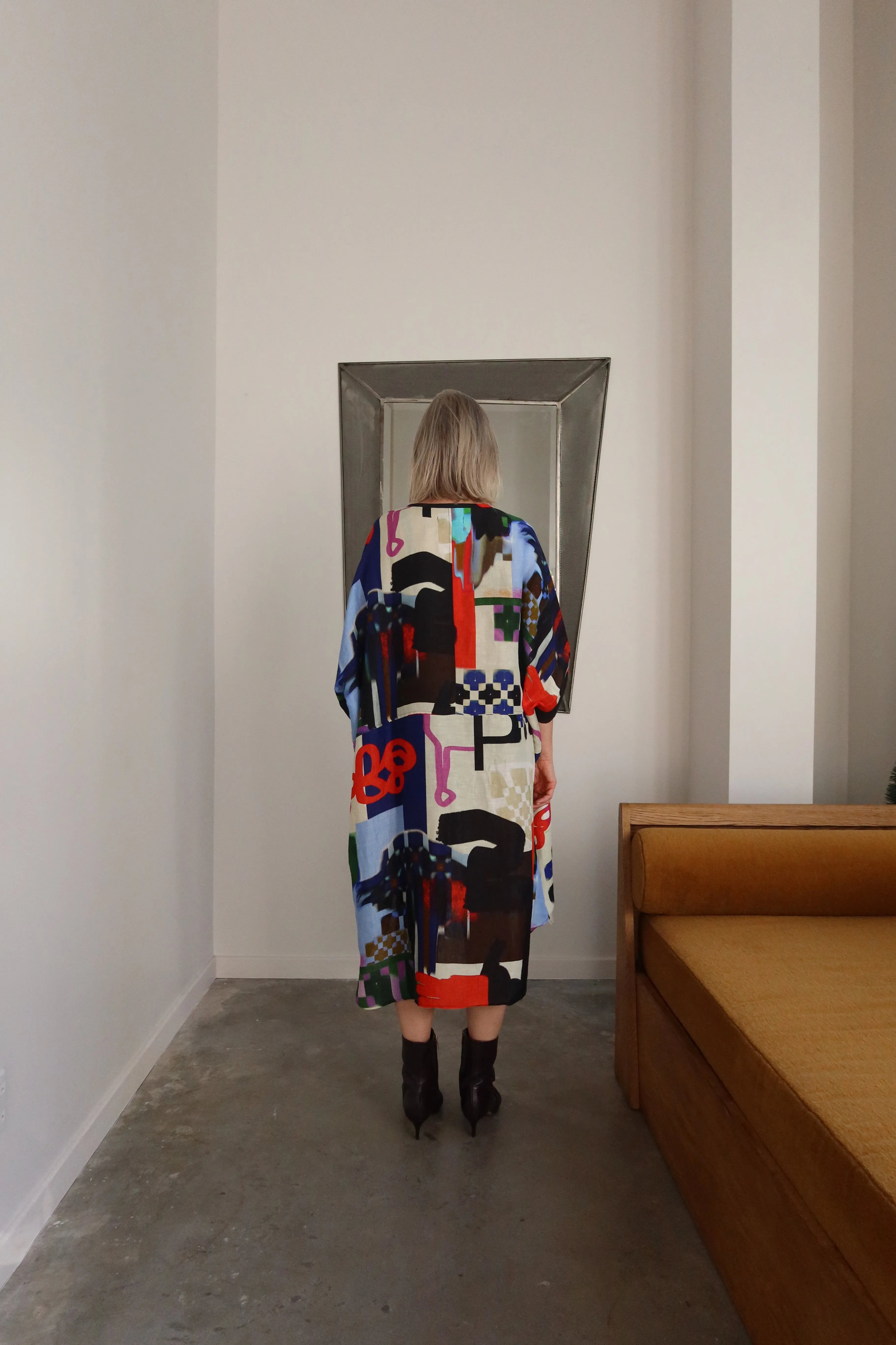 Renew Silk Abstract Print Dress