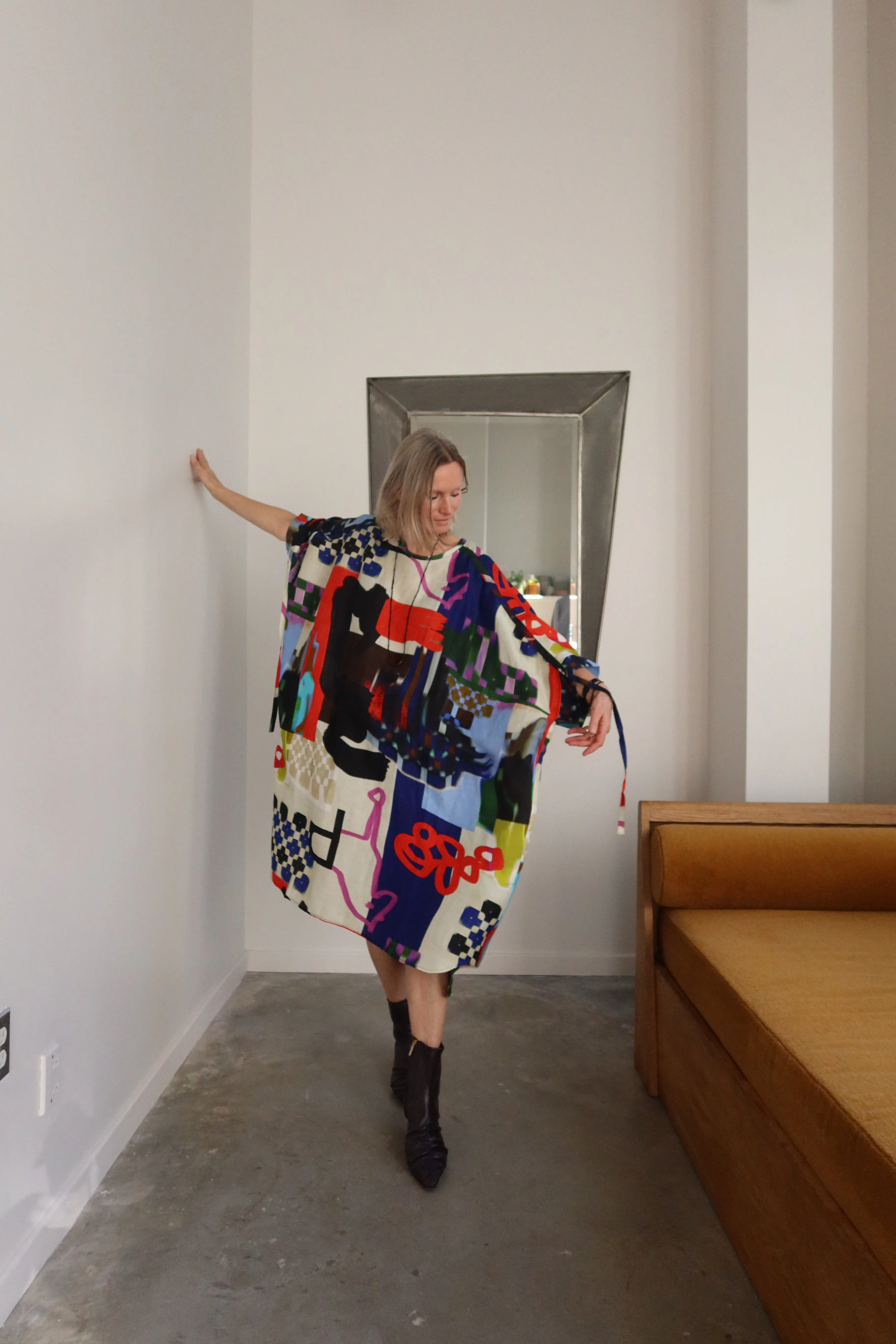 Renew Silk Abstract Print Dress