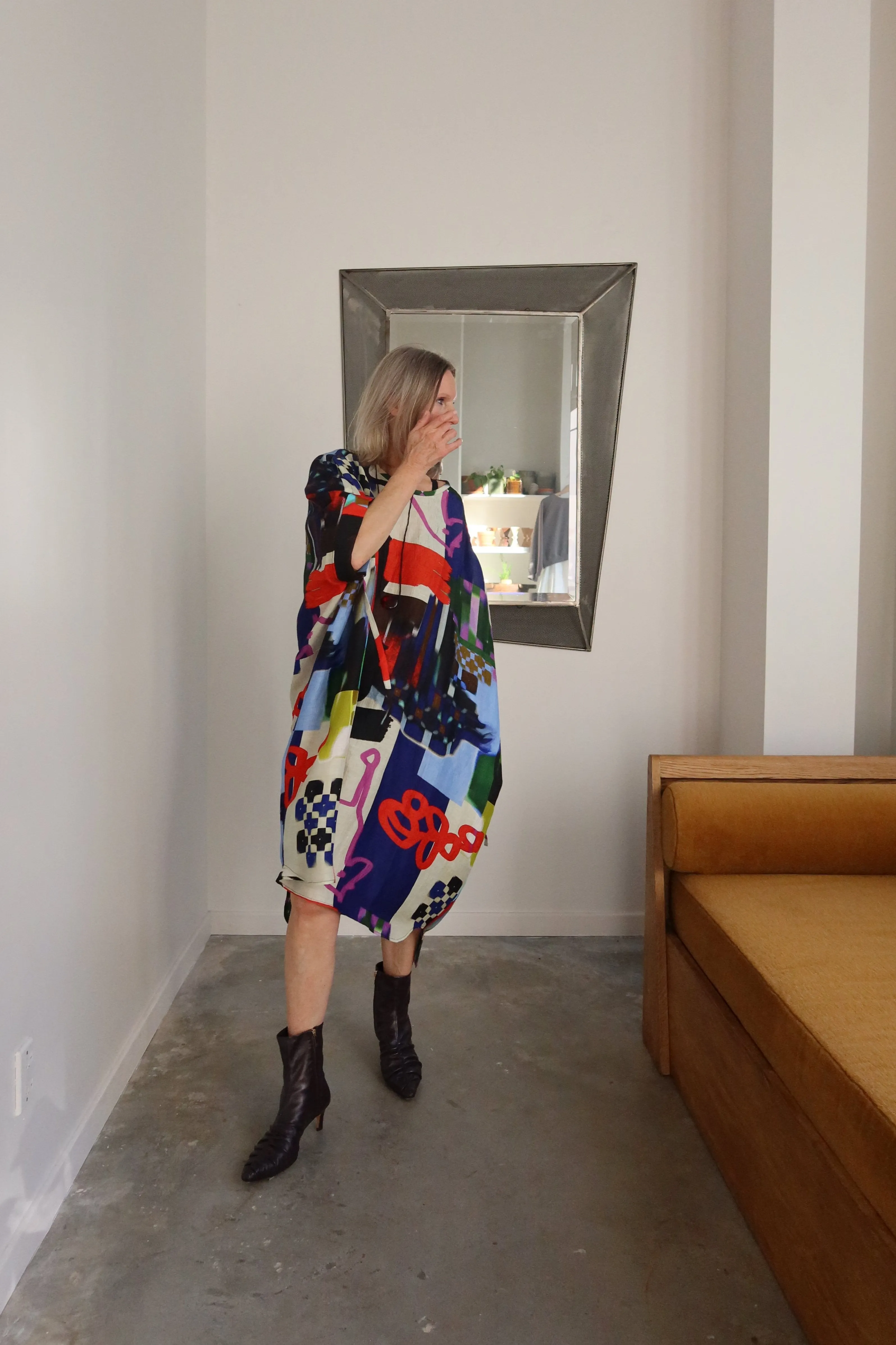 Renew Silk Abstract Print Dress