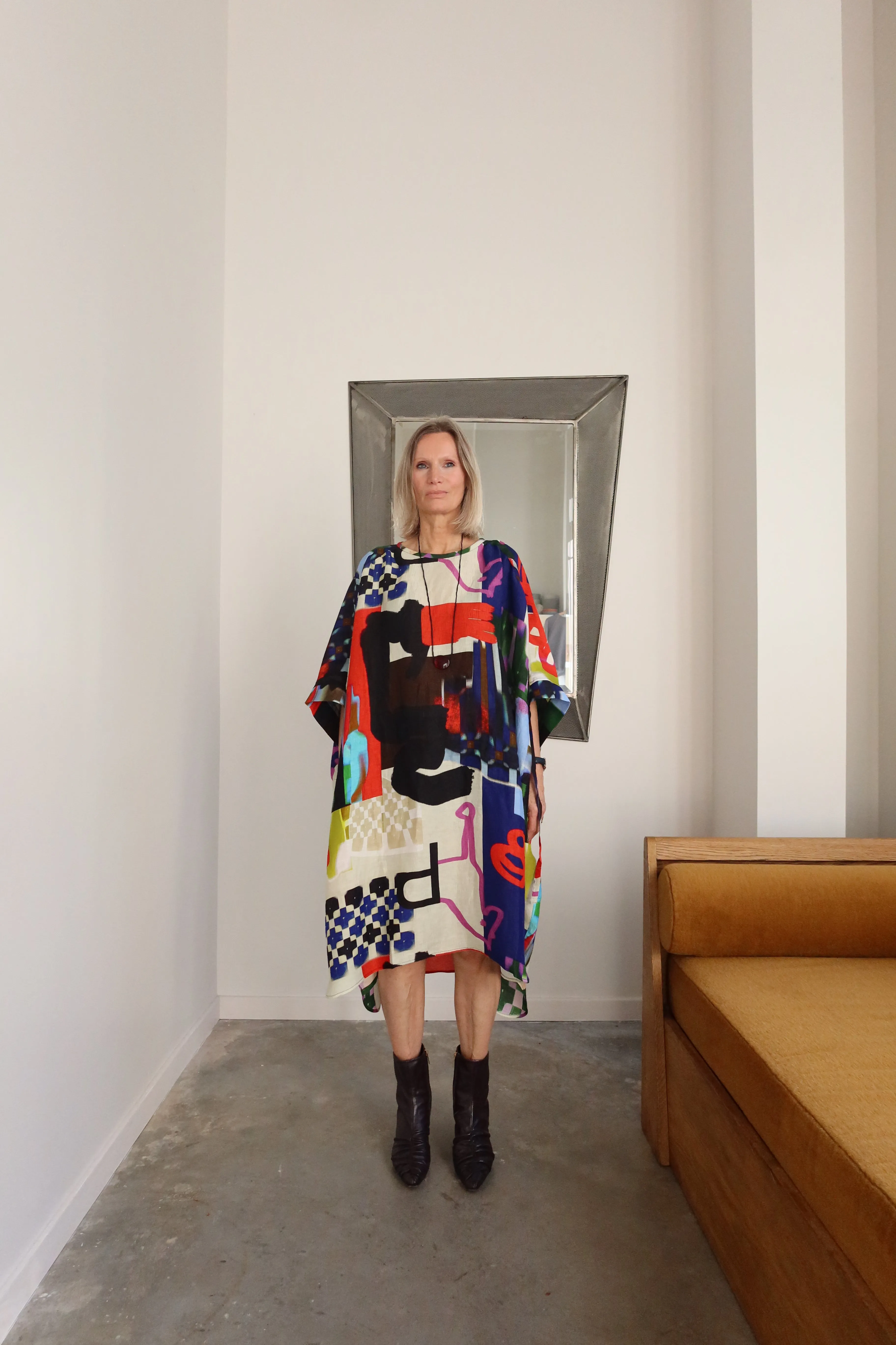 Renew Silk Abstract Print Dress