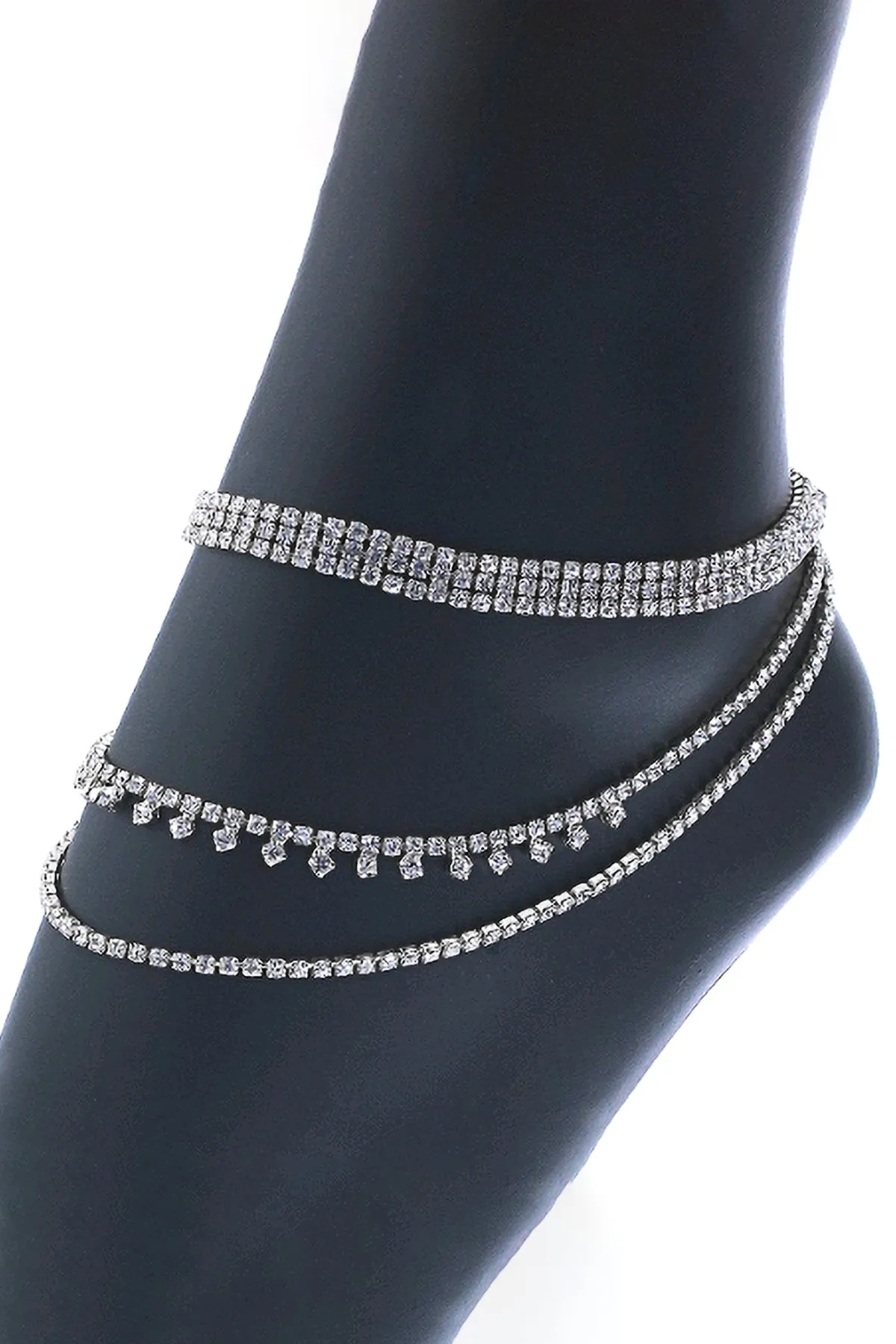 RHINESTONE DOT DESIGN 3 LAYER ANKLET