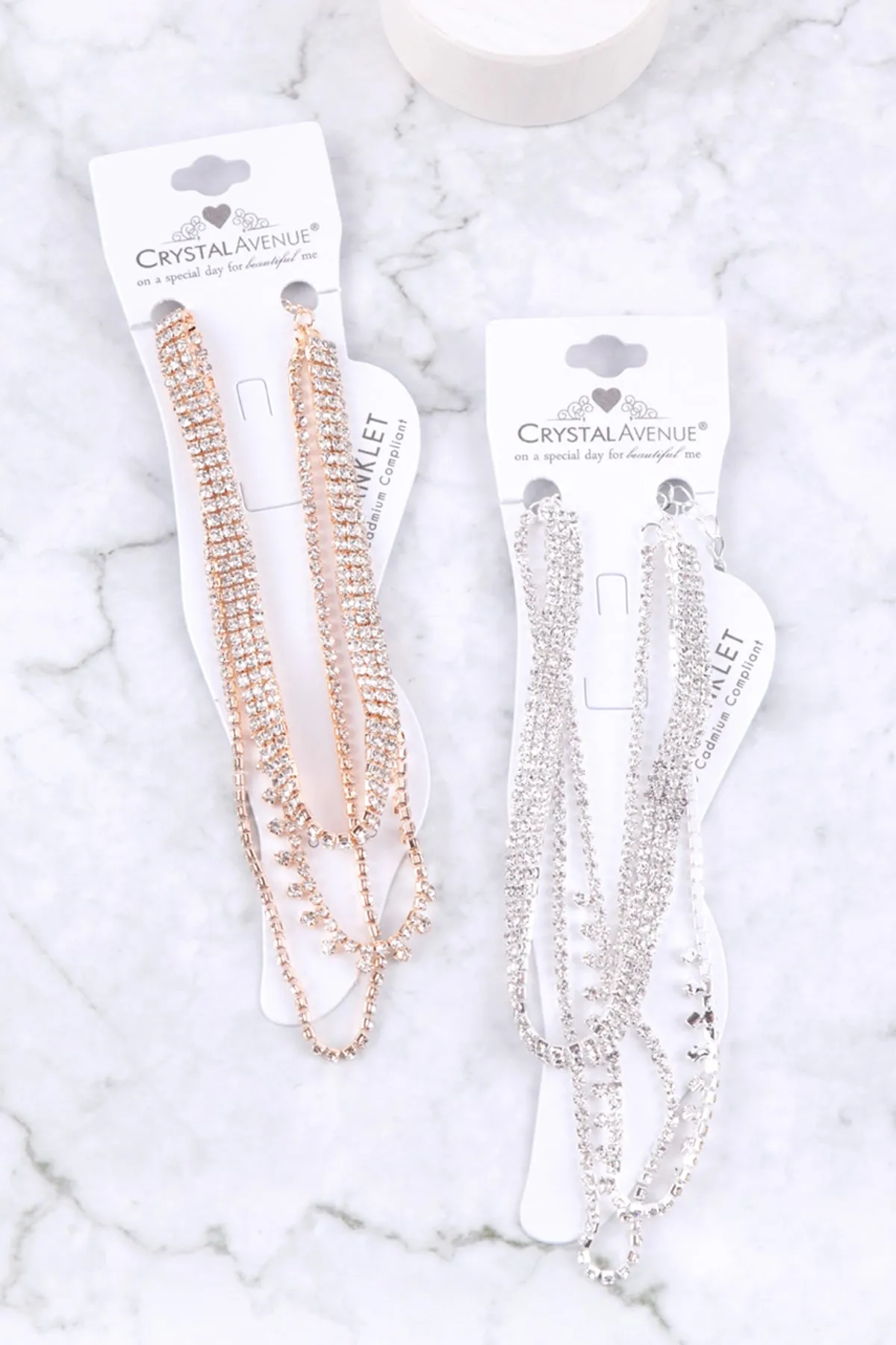 RHINESTONE DOT DESIGN 3 LAYER ANKLET