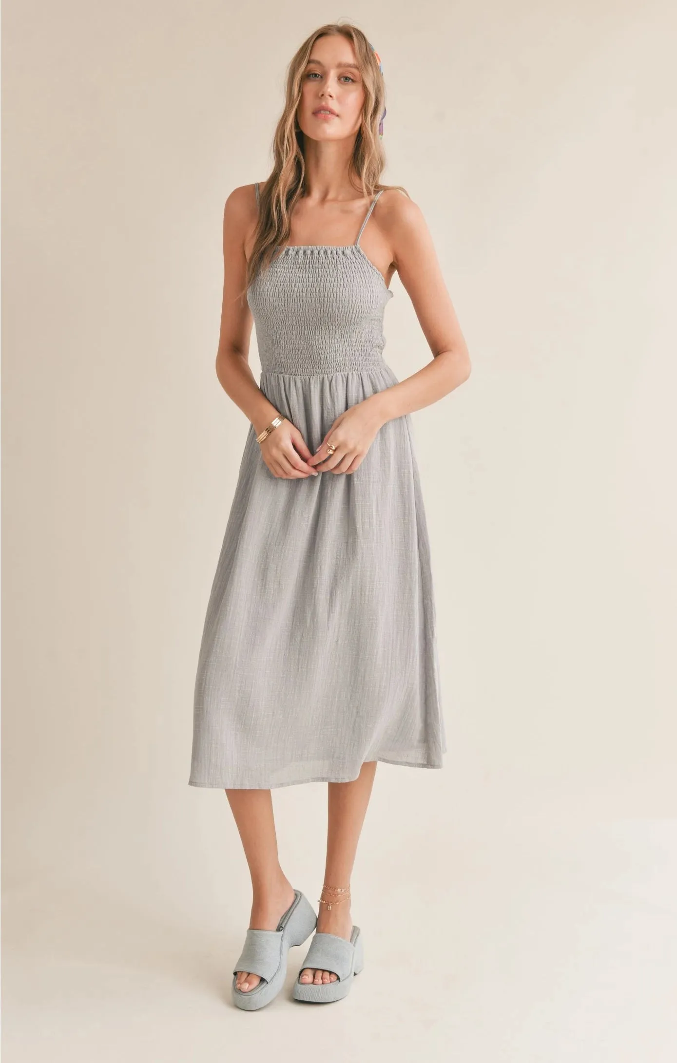 Sadie & Sage Bird Song Smocked Midi Dress