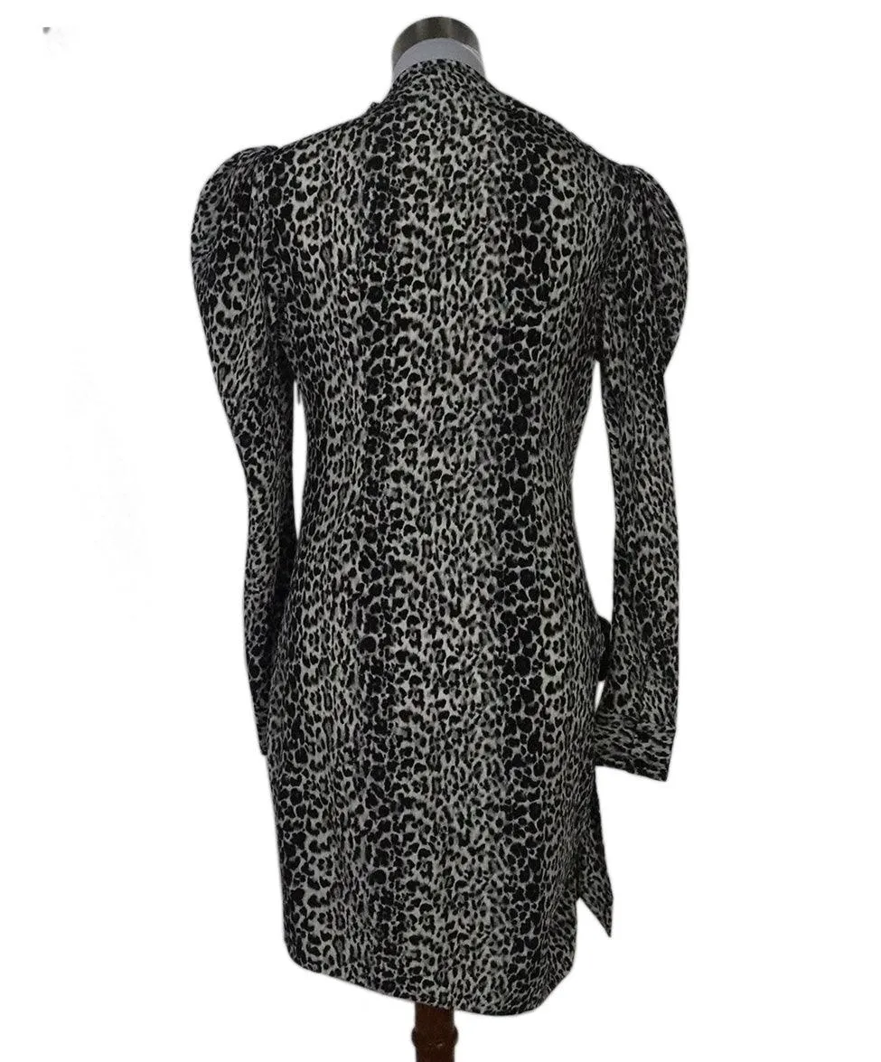 Saint Laurent Black & Grey Print Silk Dress sz 6