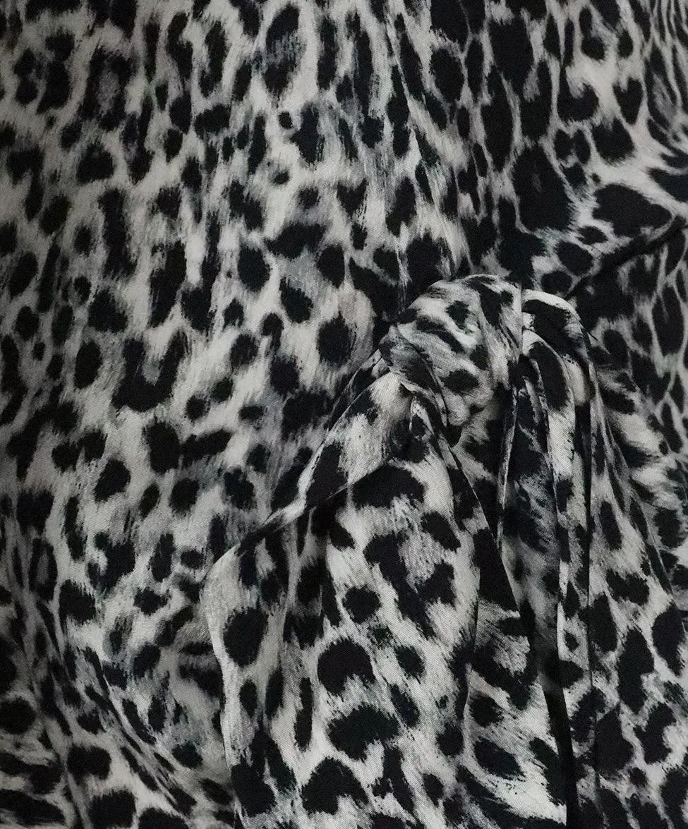 Saint Laurent Black & Grey Print Silk Dress sz 6