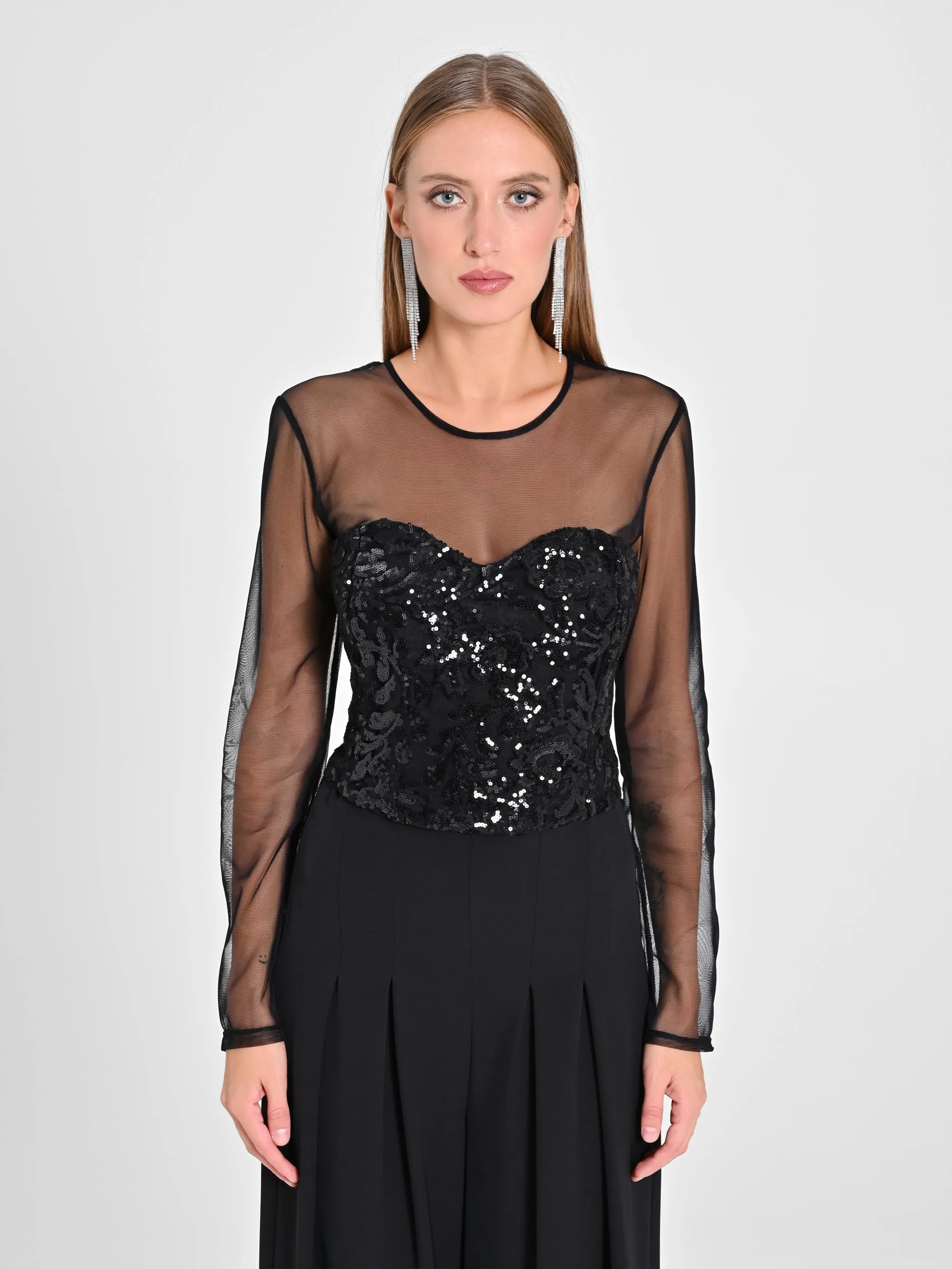 Sequined Bustier Top