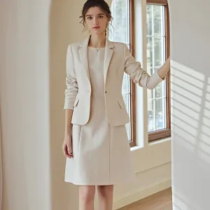Single Button Blazer and Dress Co-ord Set in Apricot