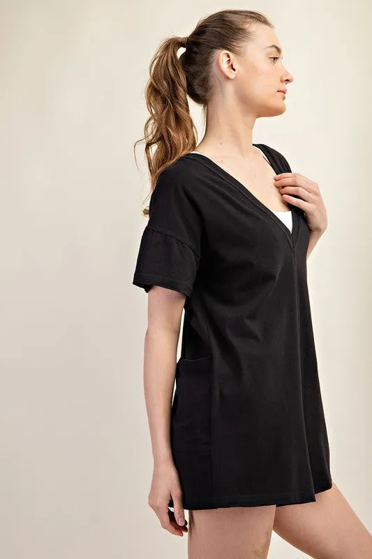 Sky Black Teeshirt Romper