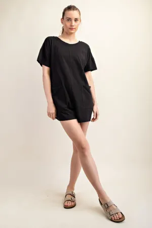 Sky Black Teeshirt Romper