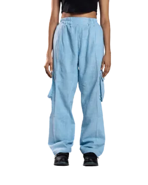 SKY BLUE KHADDAR CARGO PANTS