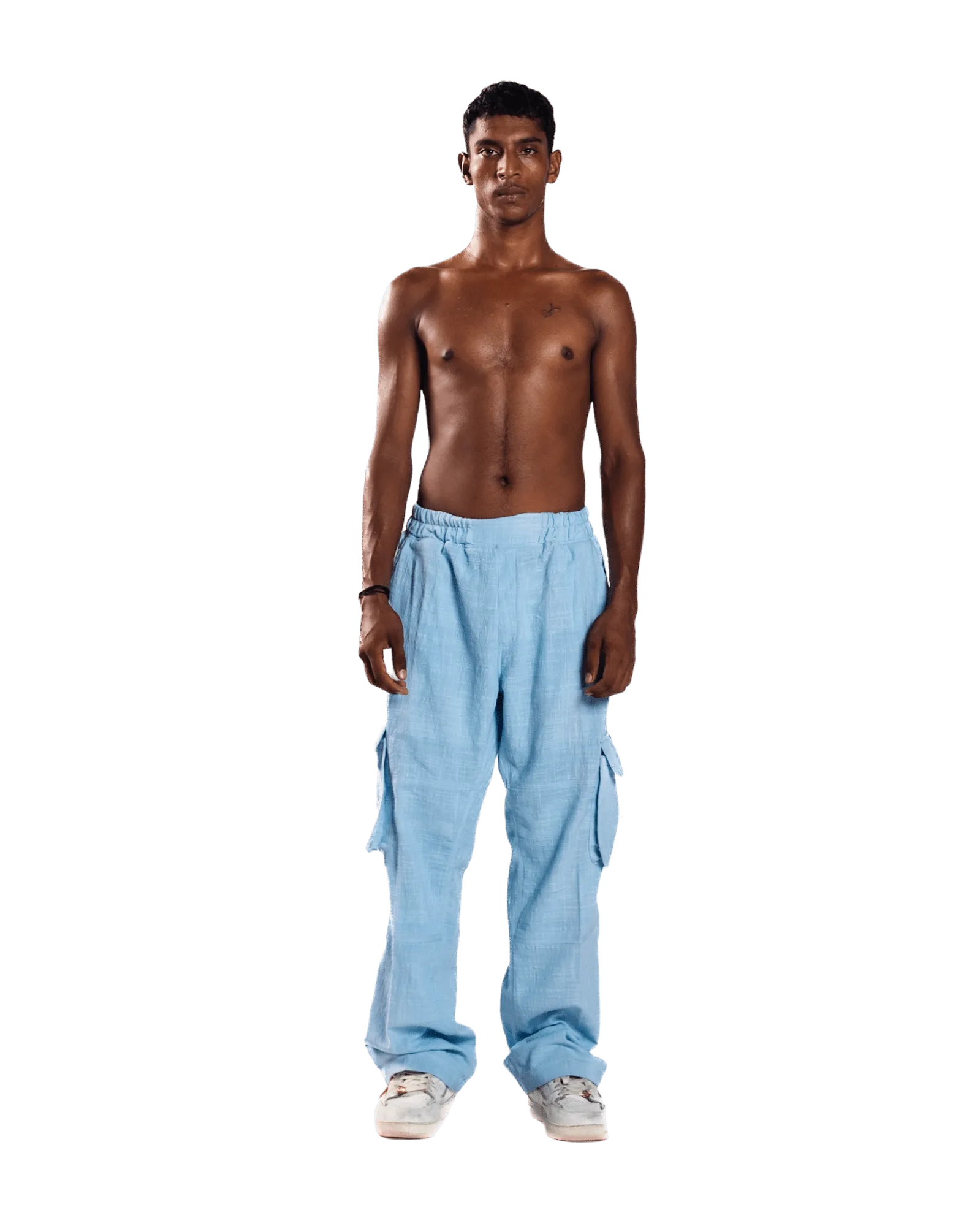 SKY BLUE KHADDAR CARGO PANTS
