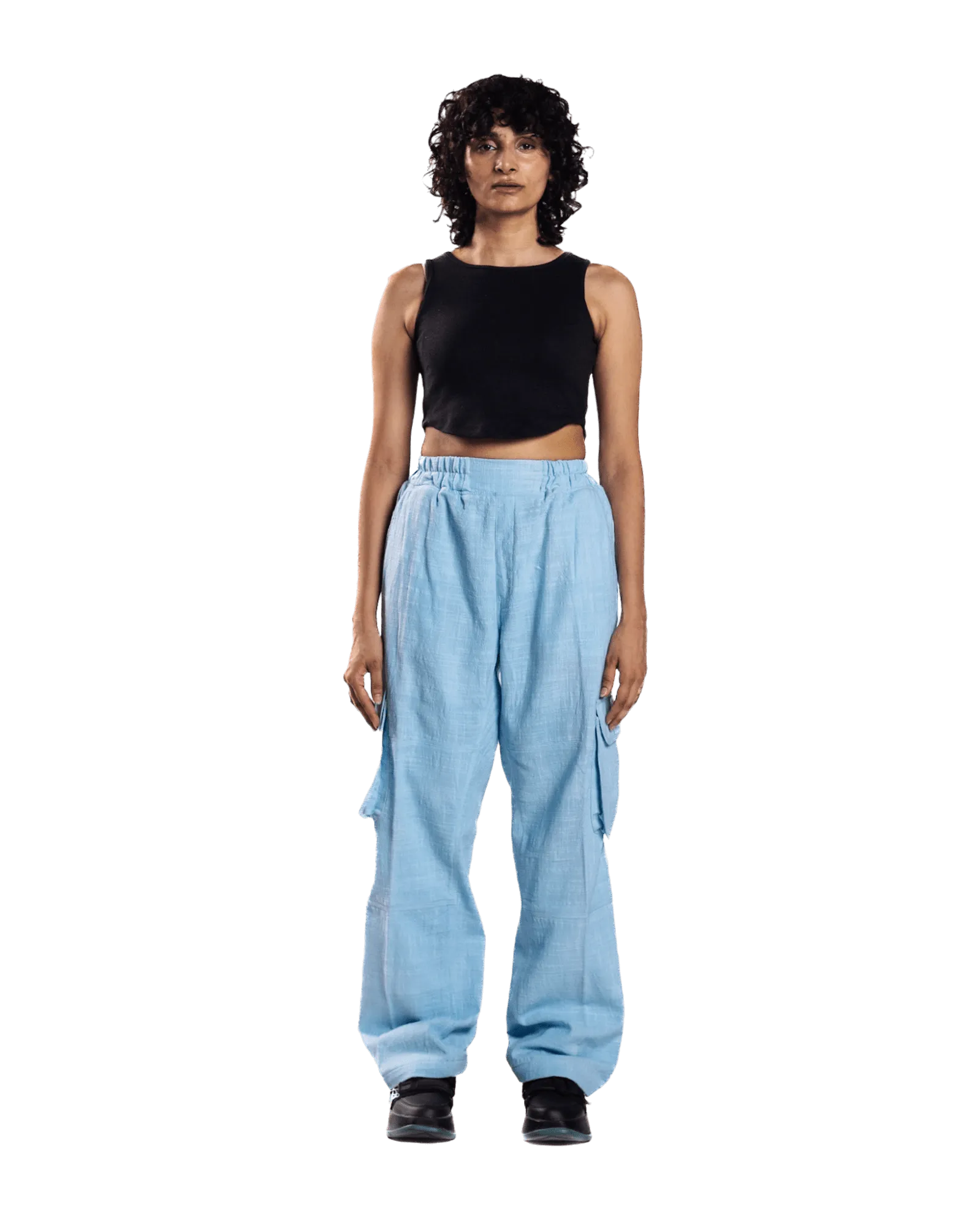 SKY BLUE KHADDAR CARGO PANTS