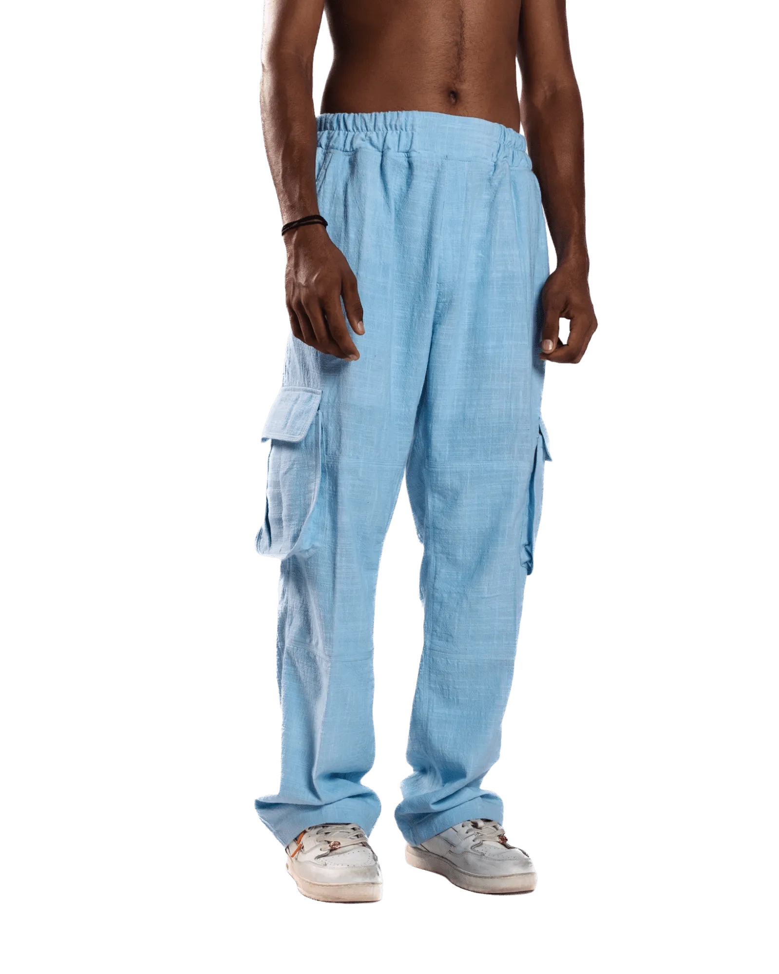 SKY BLUE KHADDAR CARGO PANTS