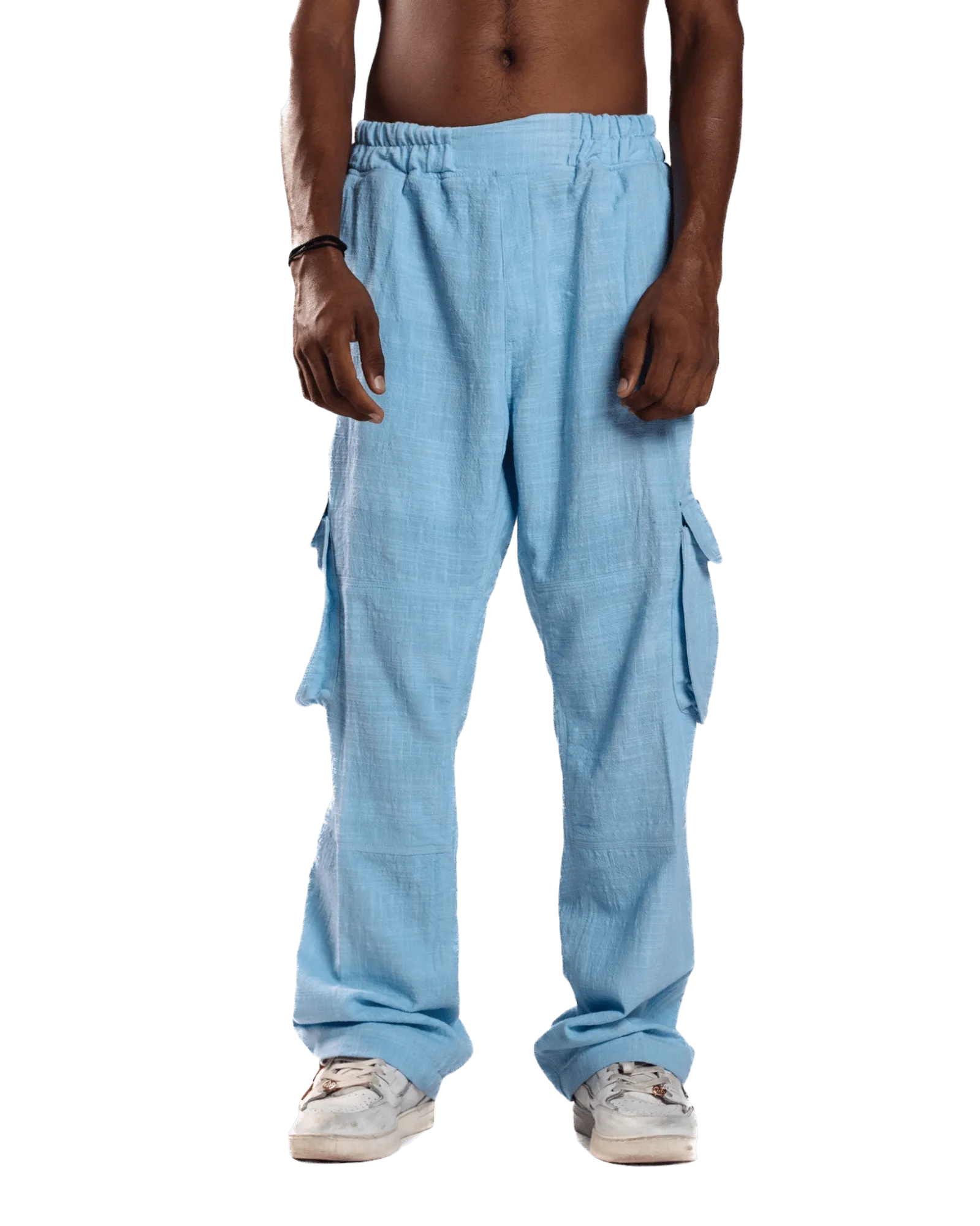 SKY BLUE KHADDAR CARGO PANTS